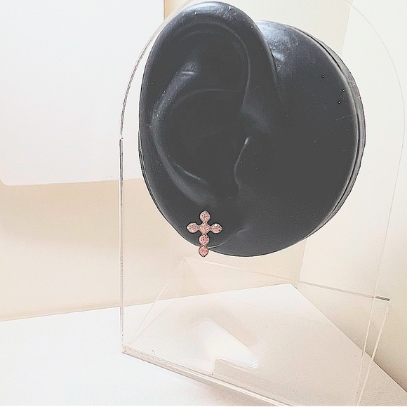 Platinum Cross CZ Earring Studs - Picture 4 of 4